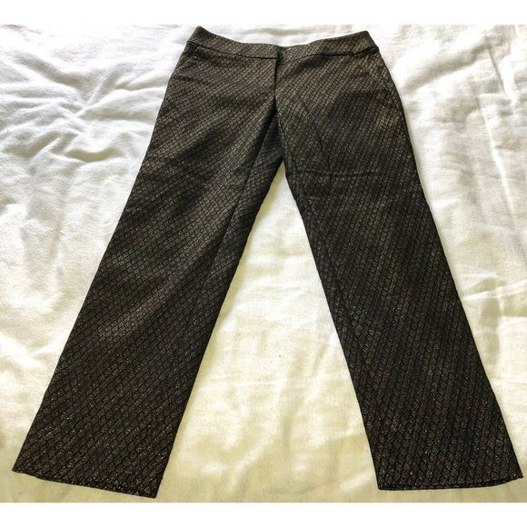 Ann Taylor Loft Black and Gold Marisa Style Lined Slacks- 2 - Picture 5 of 13